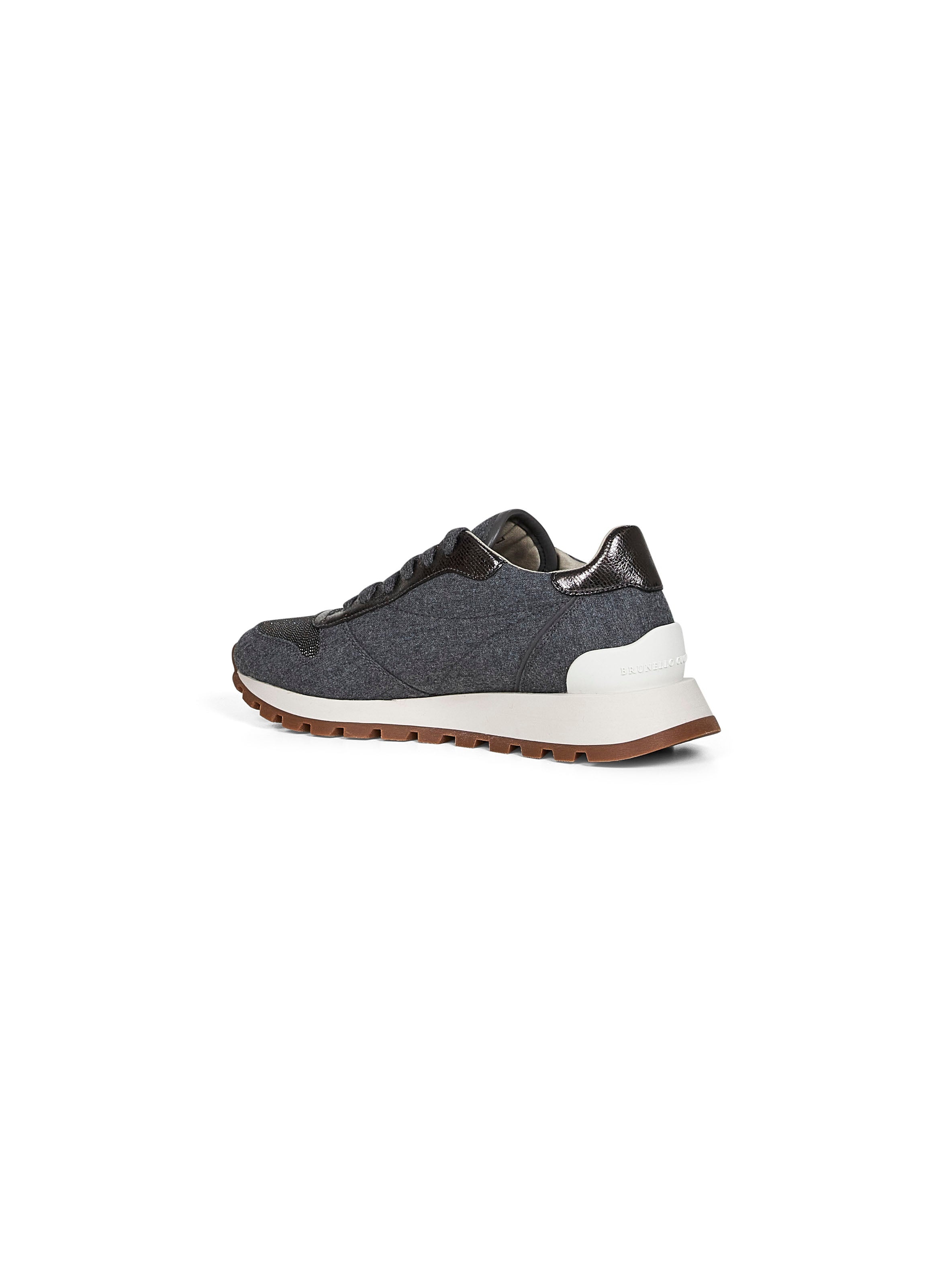 Grey flannel embroidered sneakers - 3