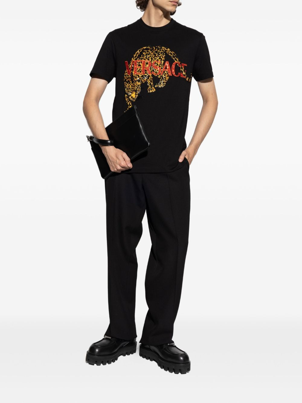 sequin-embellished jaguar T-shirt - 2