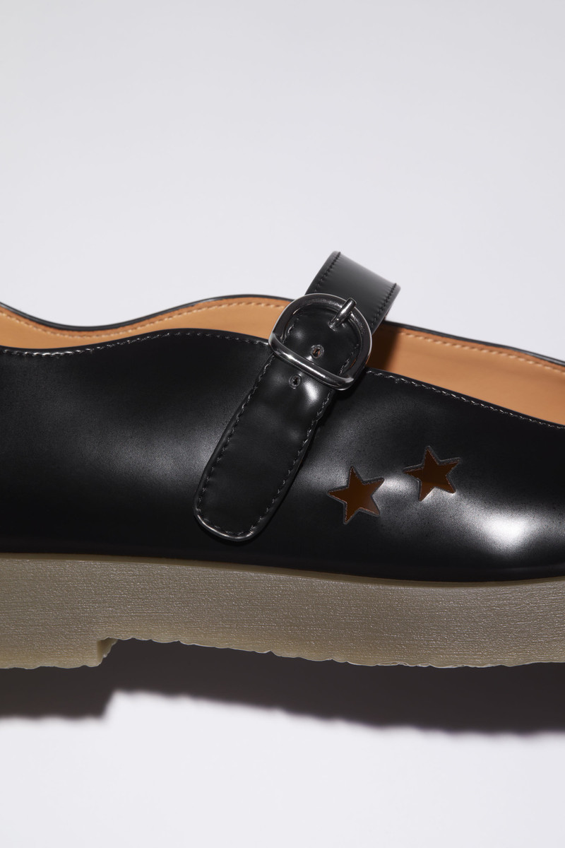 Leather mary jane pumps - Black/amber 7