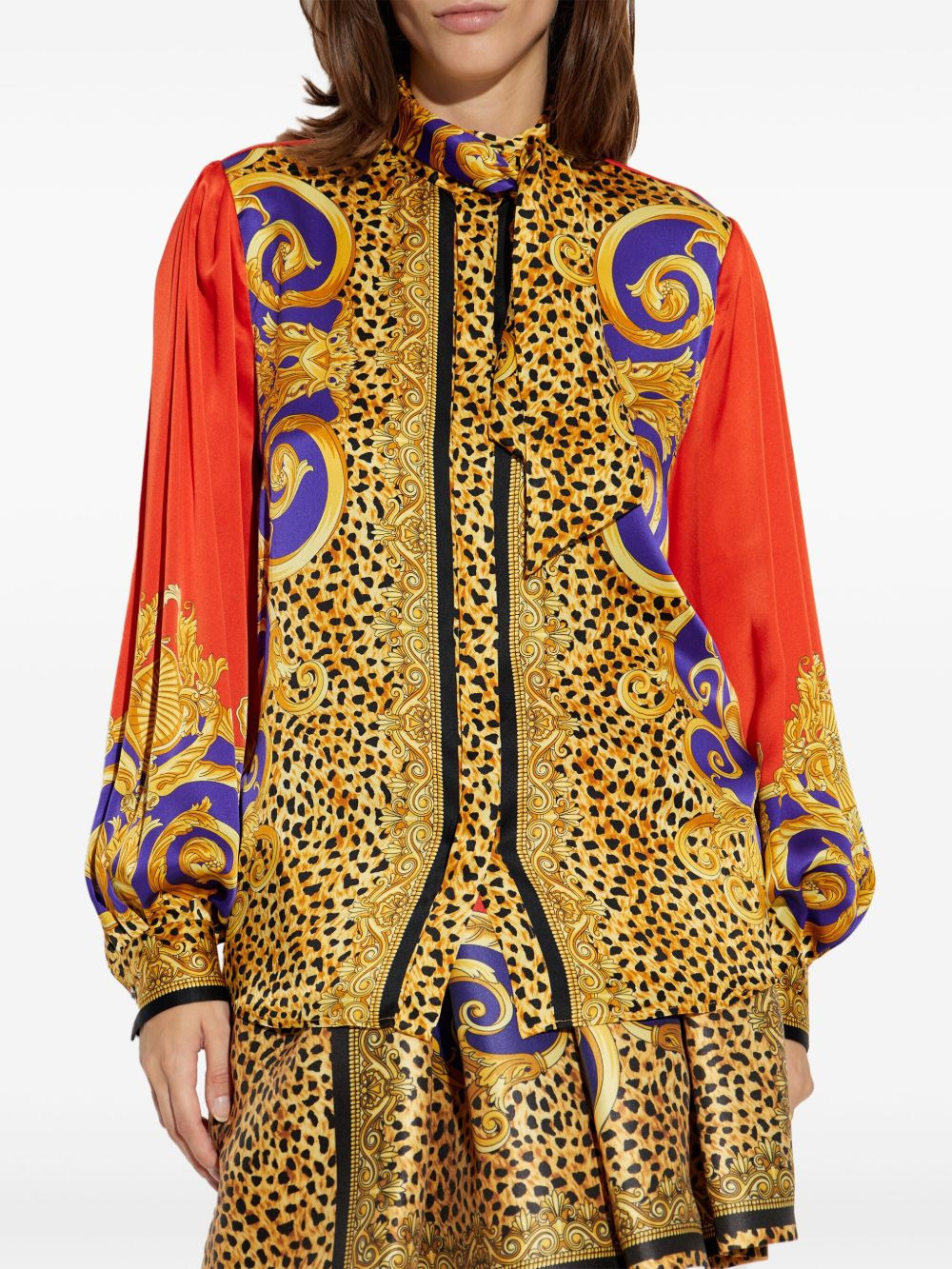 baroque-print puff-sleeve top - 3