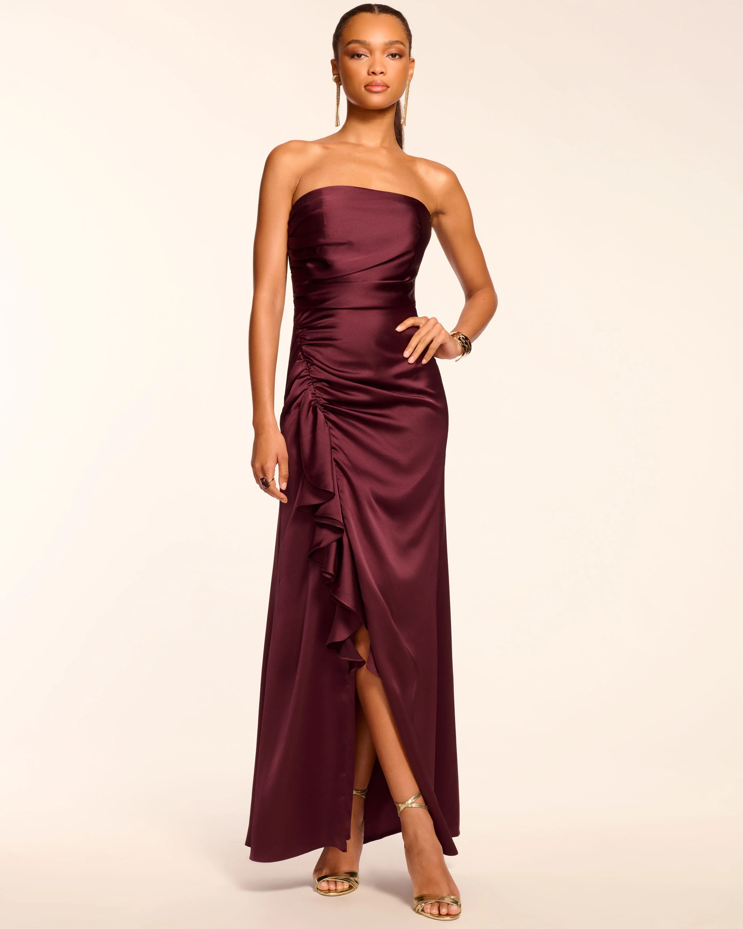 Galilee Strapless Ruffle Gown - 1