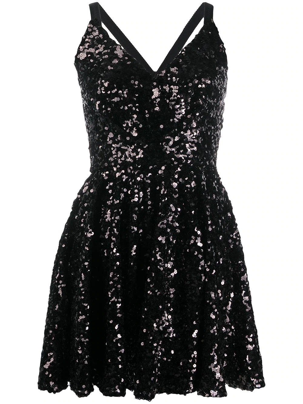 V-neck sequinned mini dress - 1