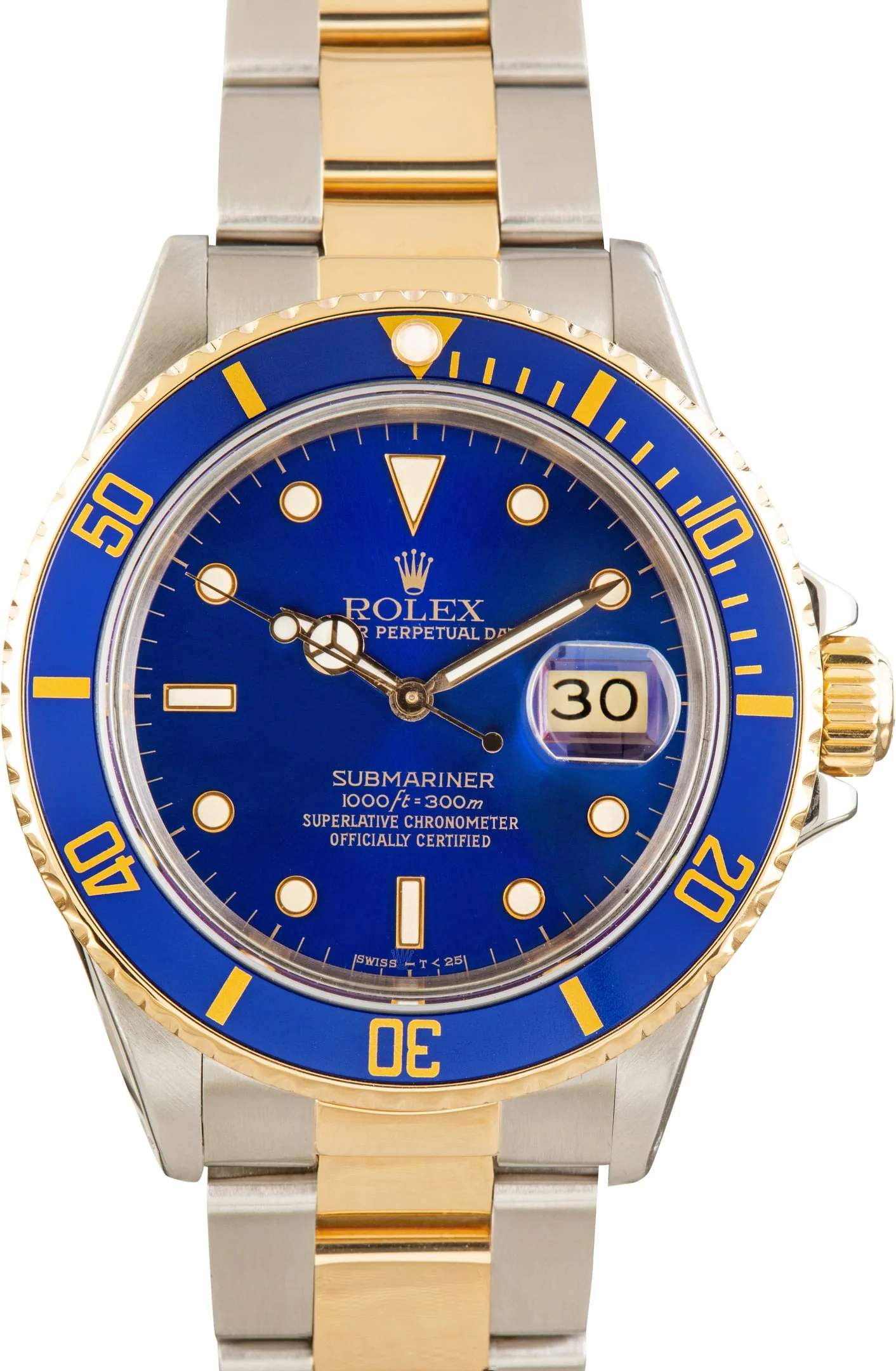 Used Rolex Submariner Blue Dial Ref 16803LB Steel & 18k Yellow Gold - 1