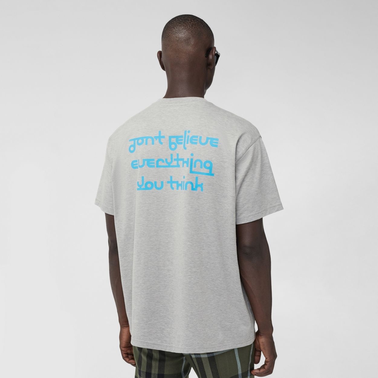 Slogan Print Cotton Oversized T-shirt - 4