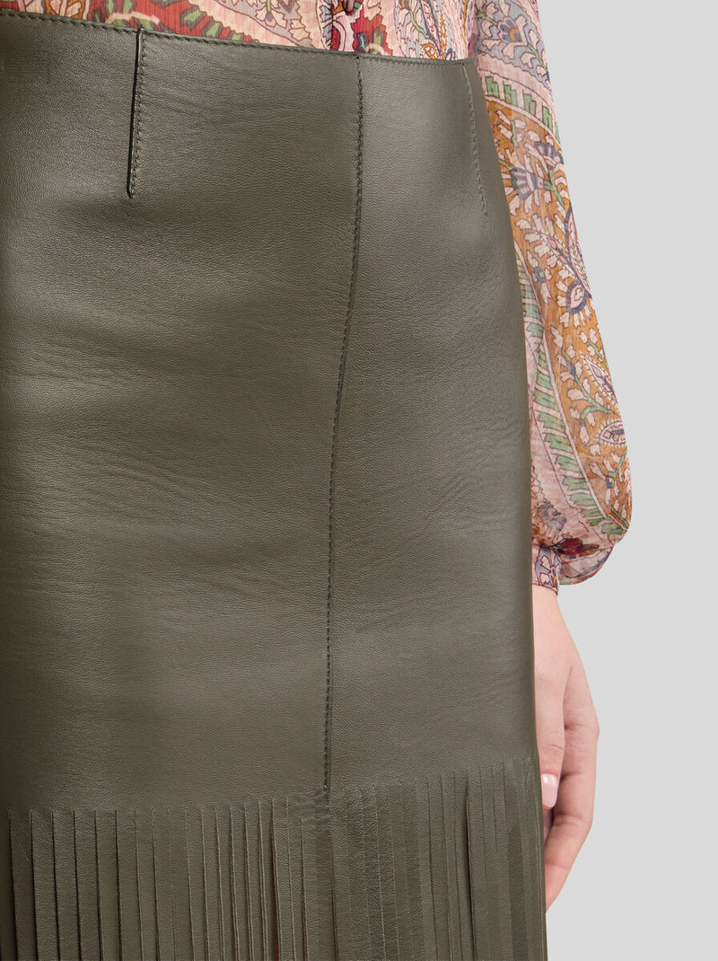 Etro LEATHER SKIRT WITH FRINGING outlook