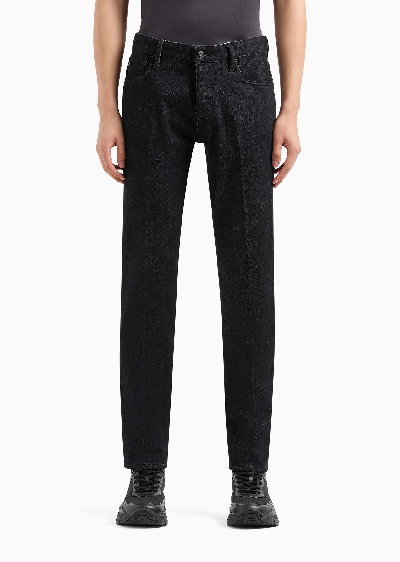 J75 slim-fit jeans in marble-wash, jersey fleece-feel stretch denim - 2
