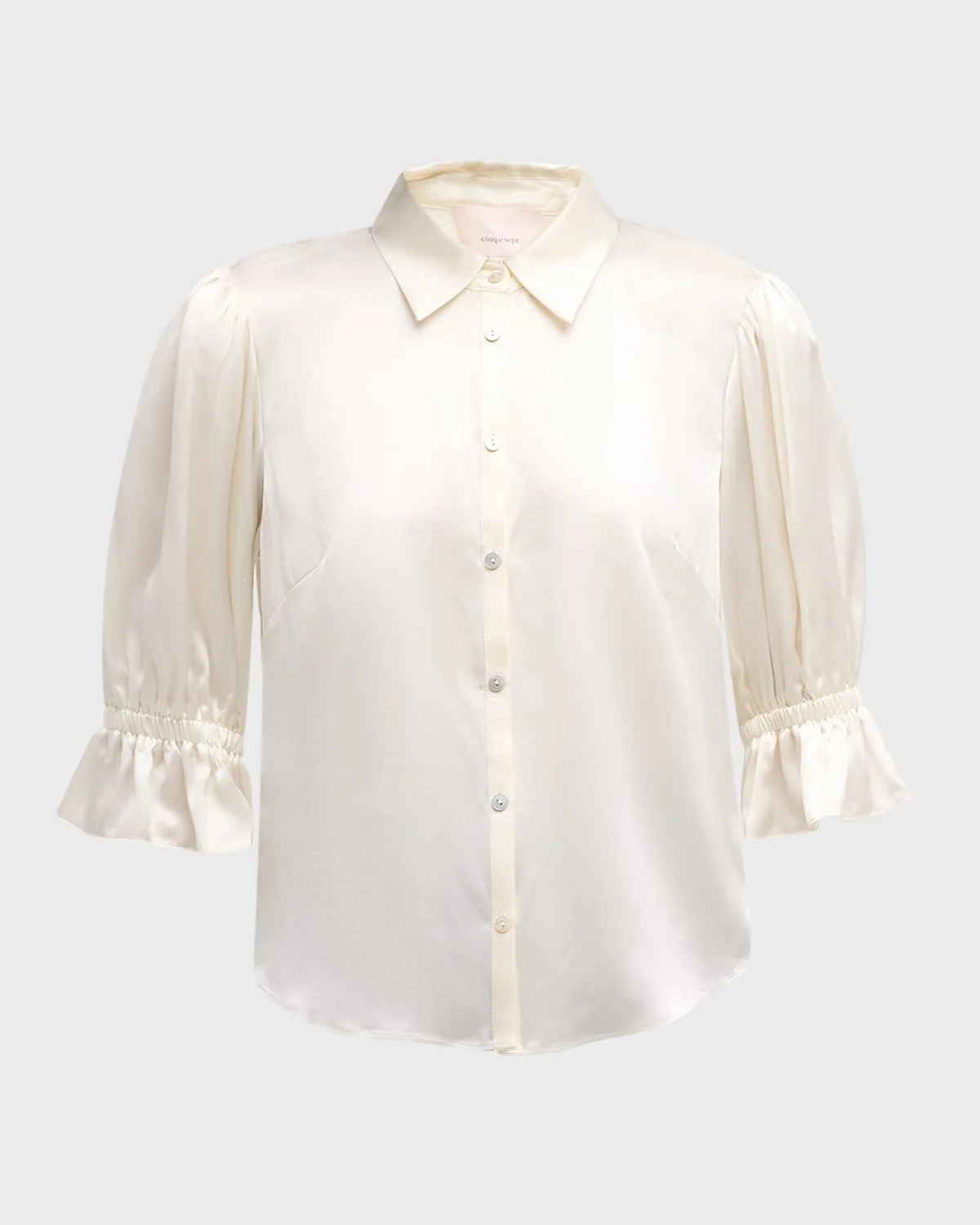 Fiona Silk Satin Short-Sleeve Top - 1
