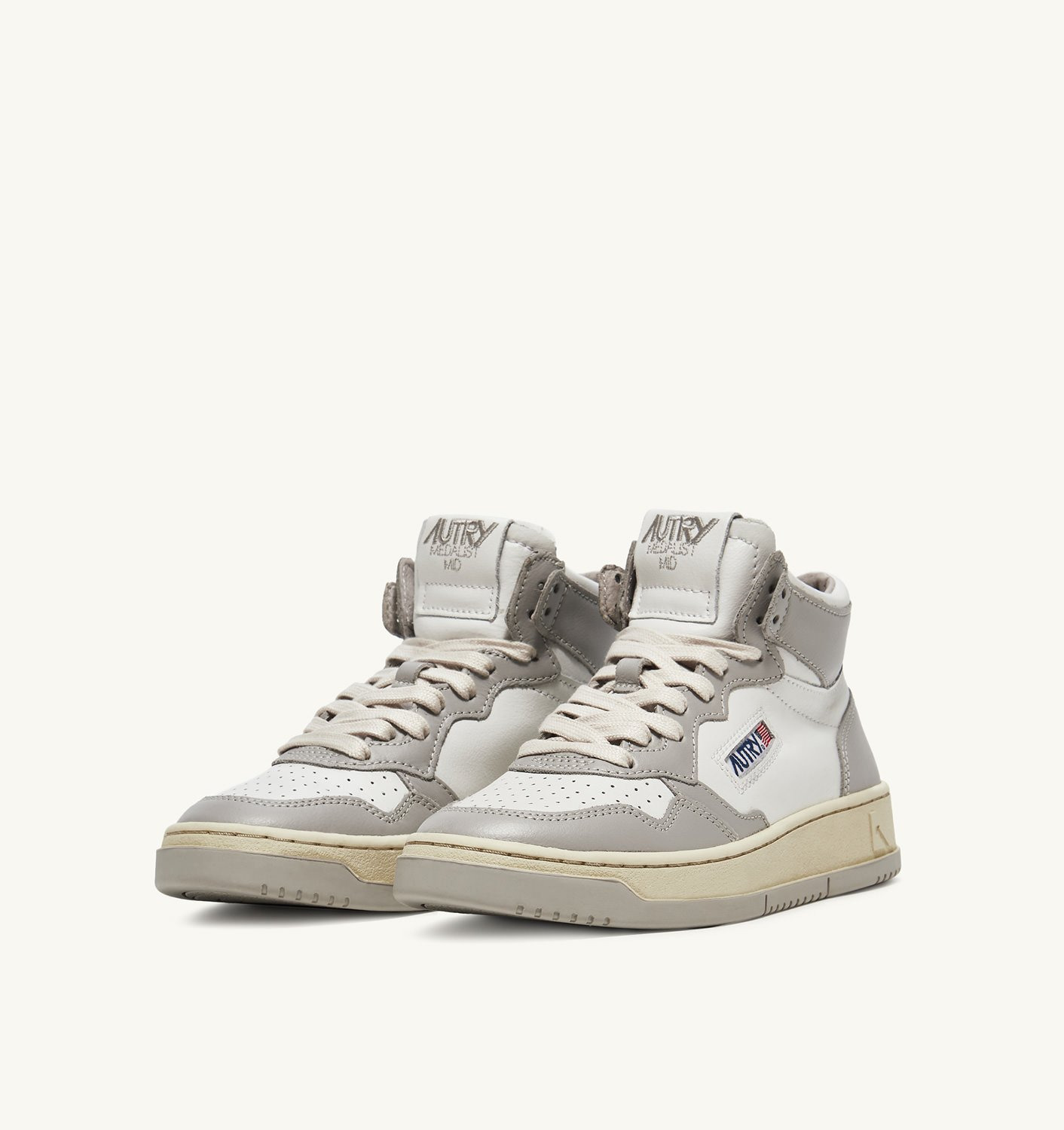 MEDALIST MID BICOLOR SNEAKERS IN WHITE AND VAPOR LEATHER - 2