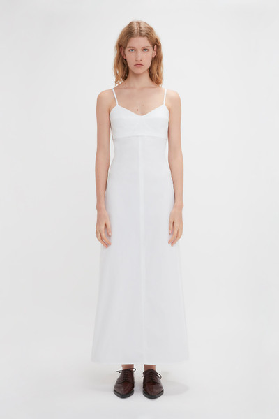 Victoria Beckham Cami Fit And Flare Midi In White outlook