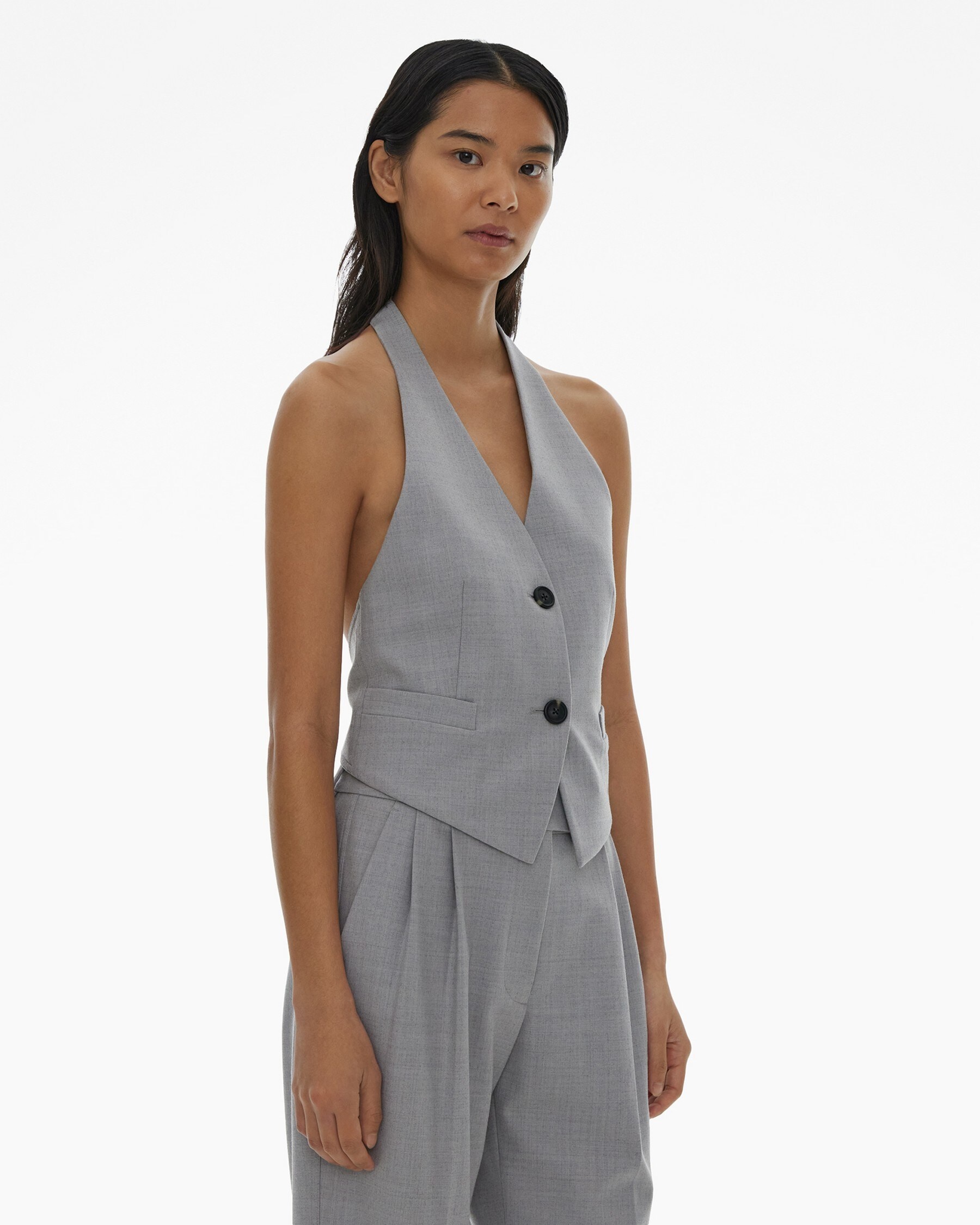 STRETCH WOOL HALTER VEST - 5