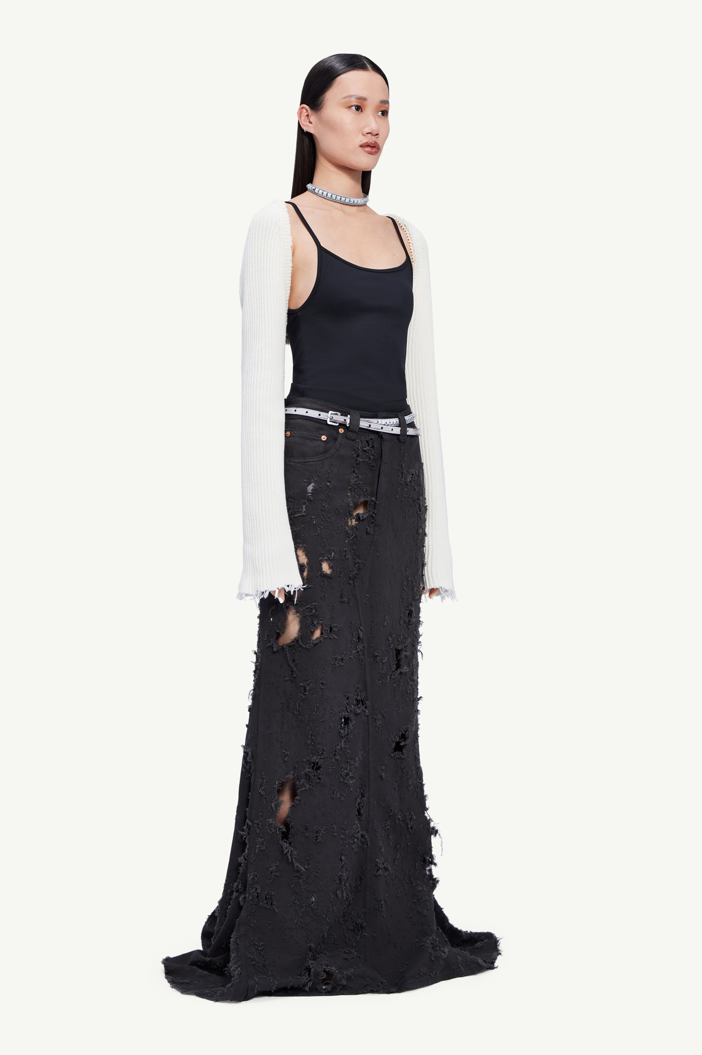 Long denim skirt - 3