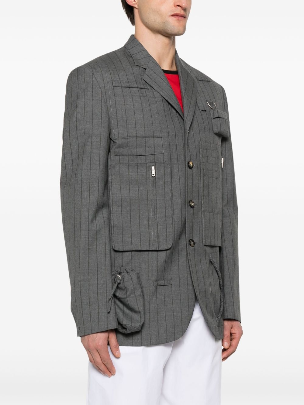graphic-print pinstriped blazer - 3