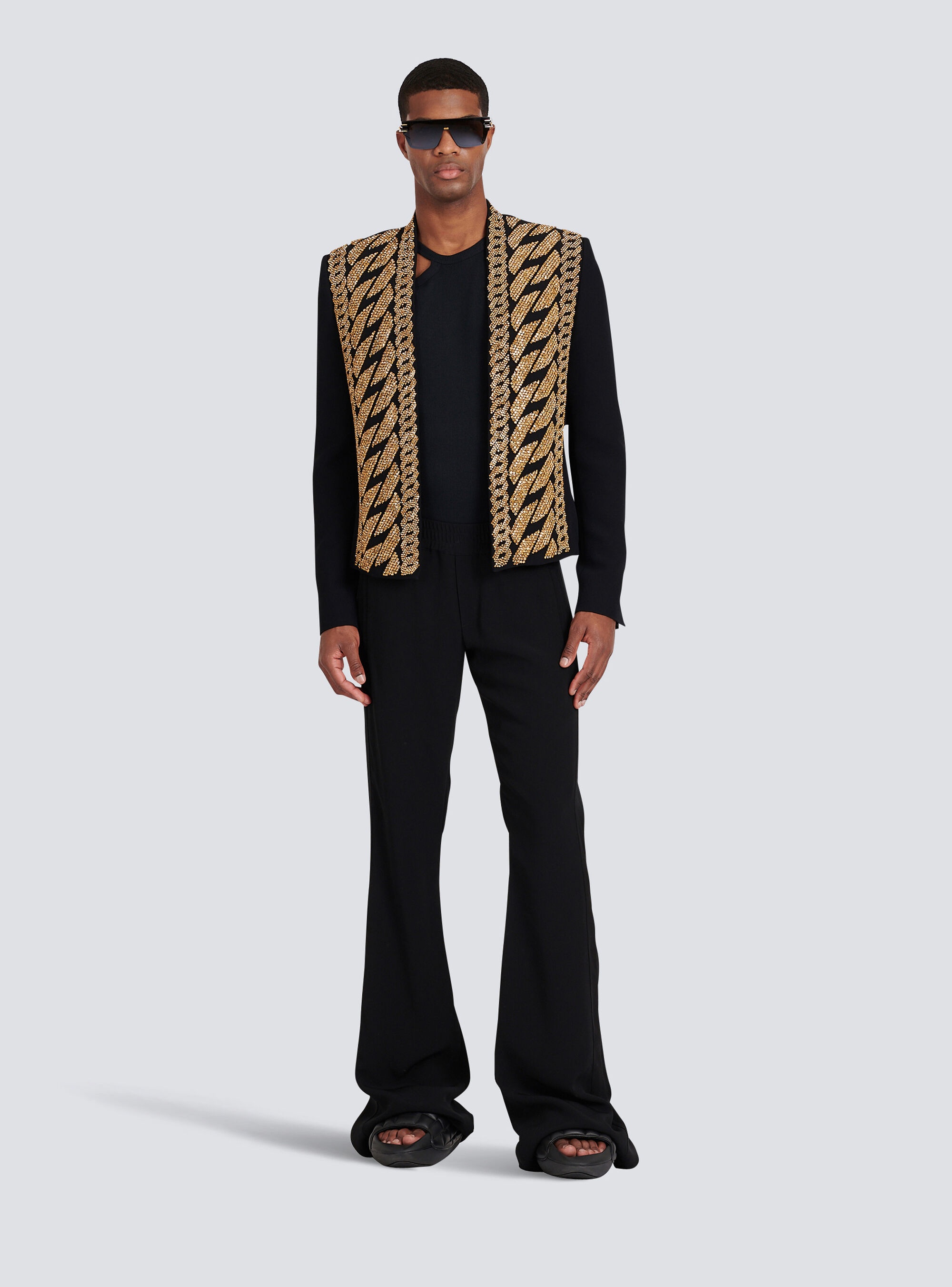Eco-designed spencer jacket with gold-tone chain embroidery - 2