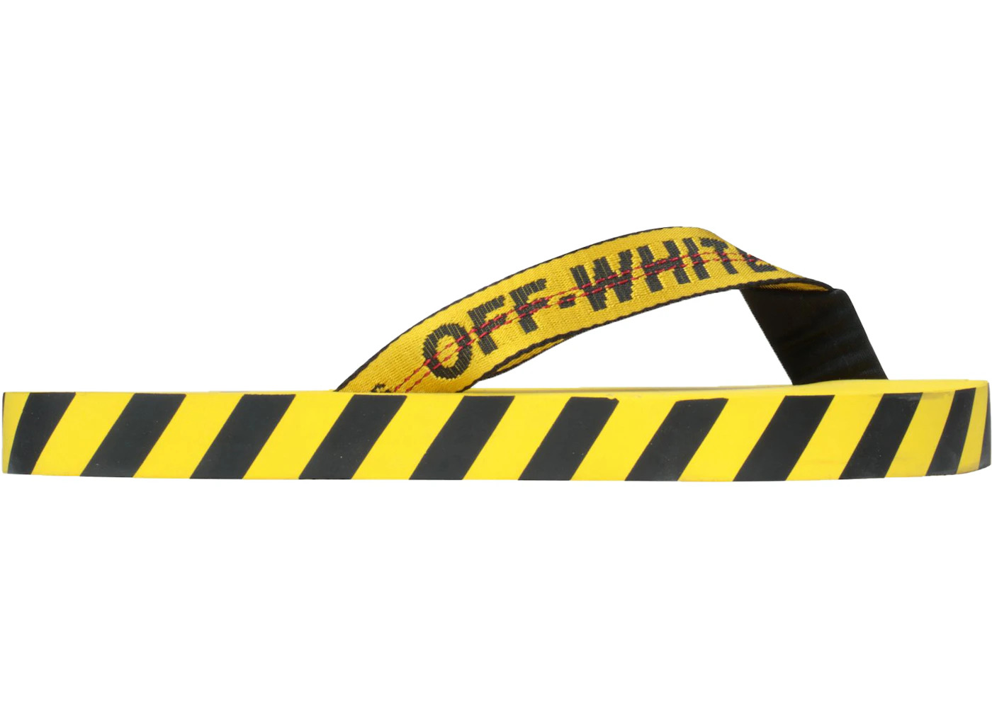 Off-White Diagonal Stripes Flip Flops Yellow Black AW 20 - 1