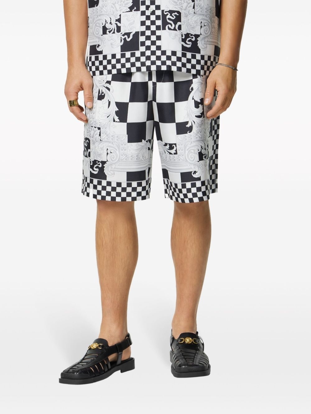 Barocco check-print shorts - 3