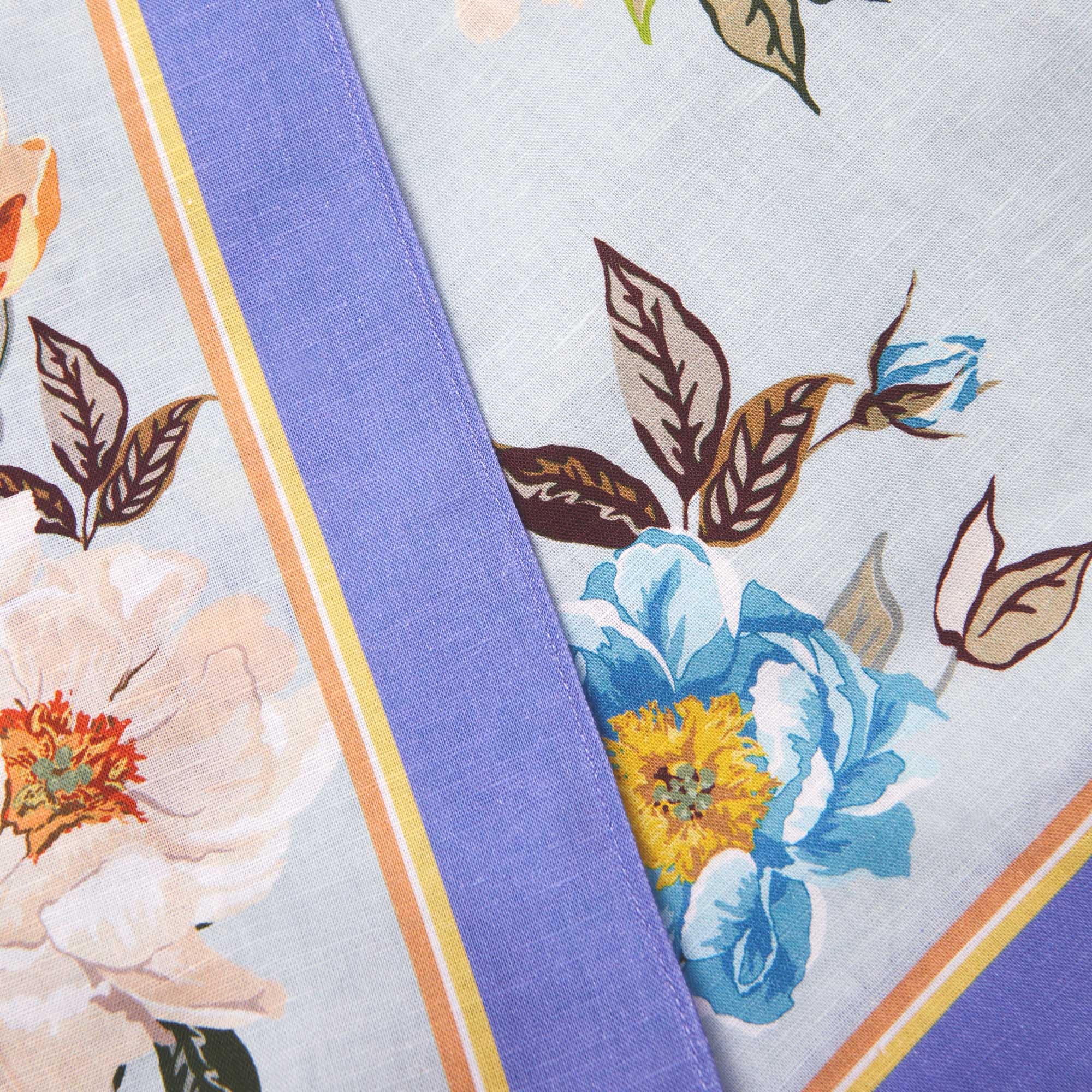 Blue Floral Linen Top - 5