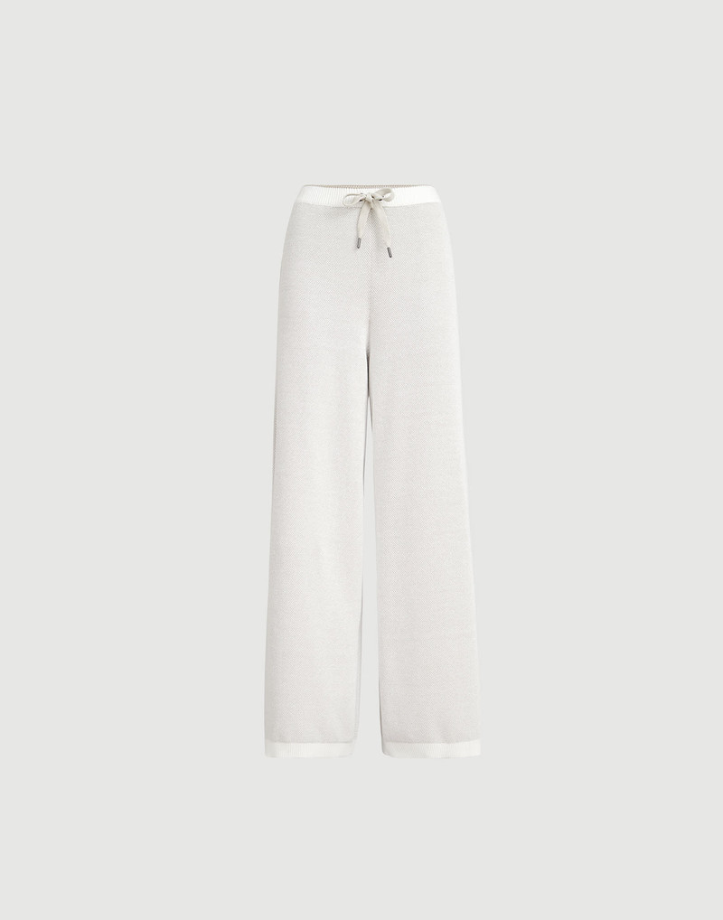 Cotton honeycomb stitch jacquard knit trousers 1