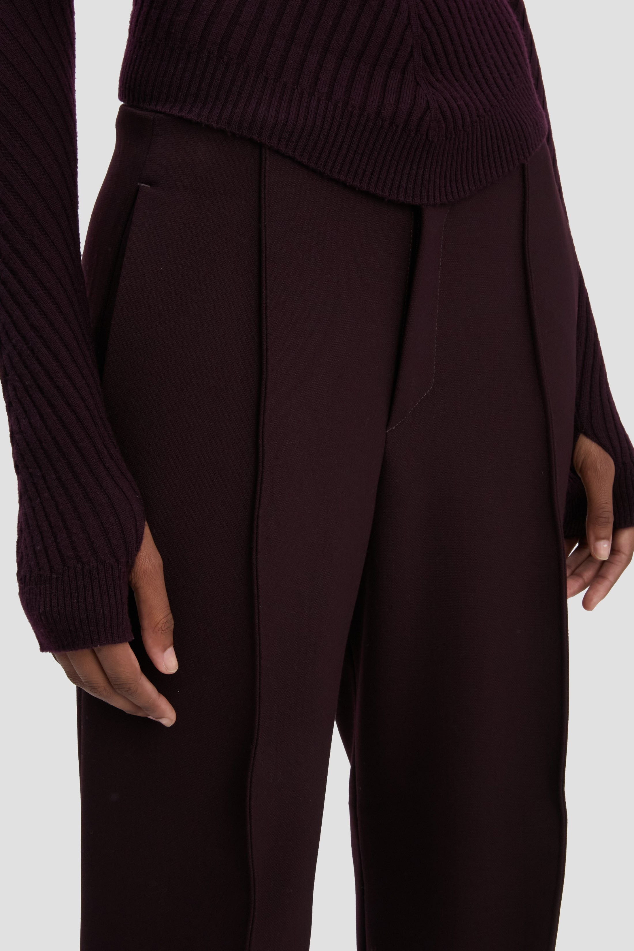 Slim Sculptural Trouser In Deep Mahogany - 4