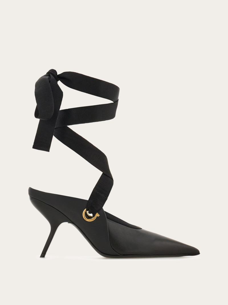 Pointed mule with ankle ribbon - 1