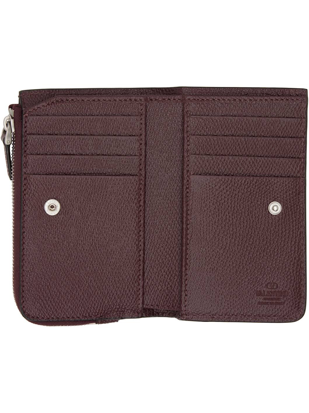 Burgundy VLogo Signature Compact Wallet - 3