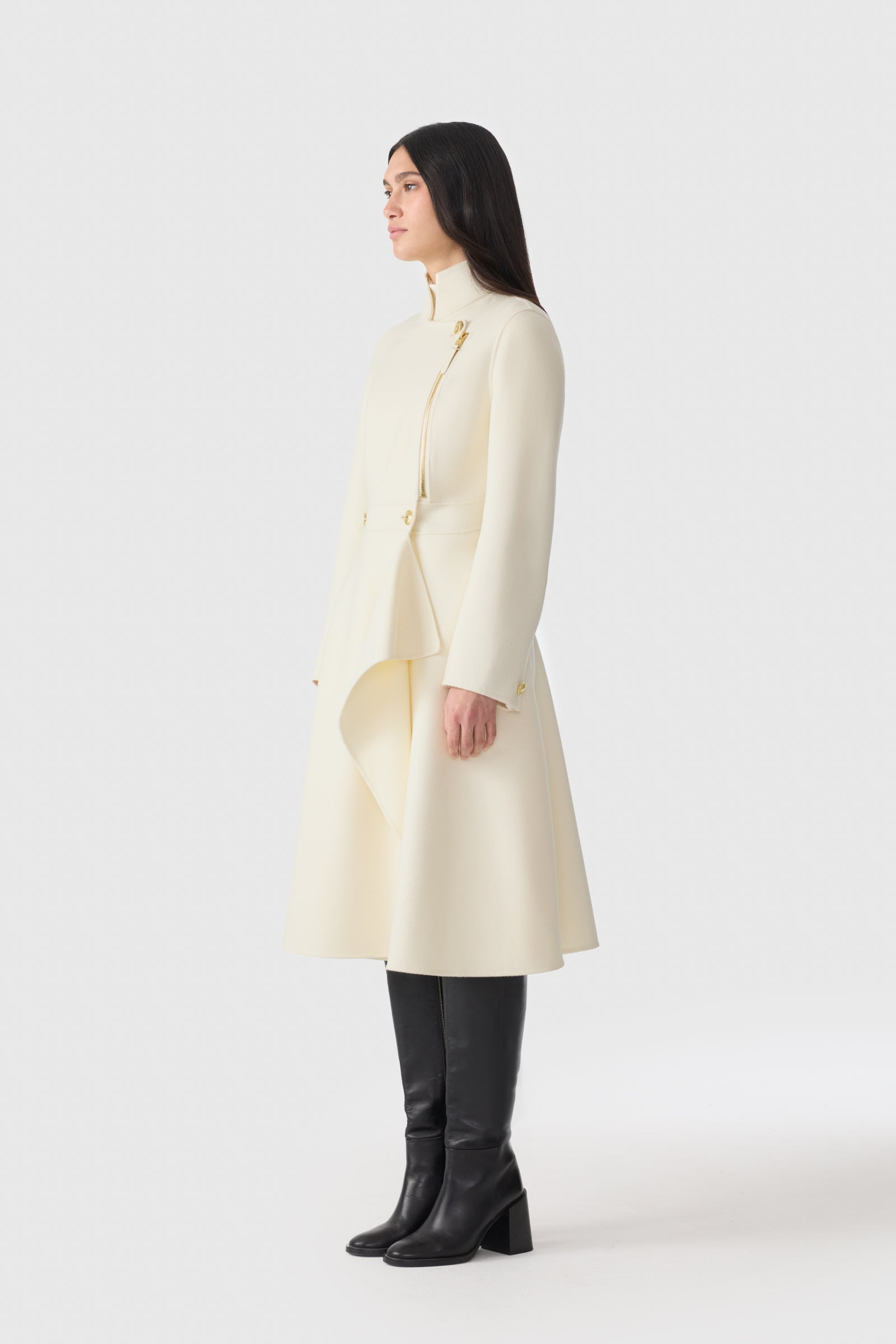 ANNIA Asymmetrical Wool Coat - 3