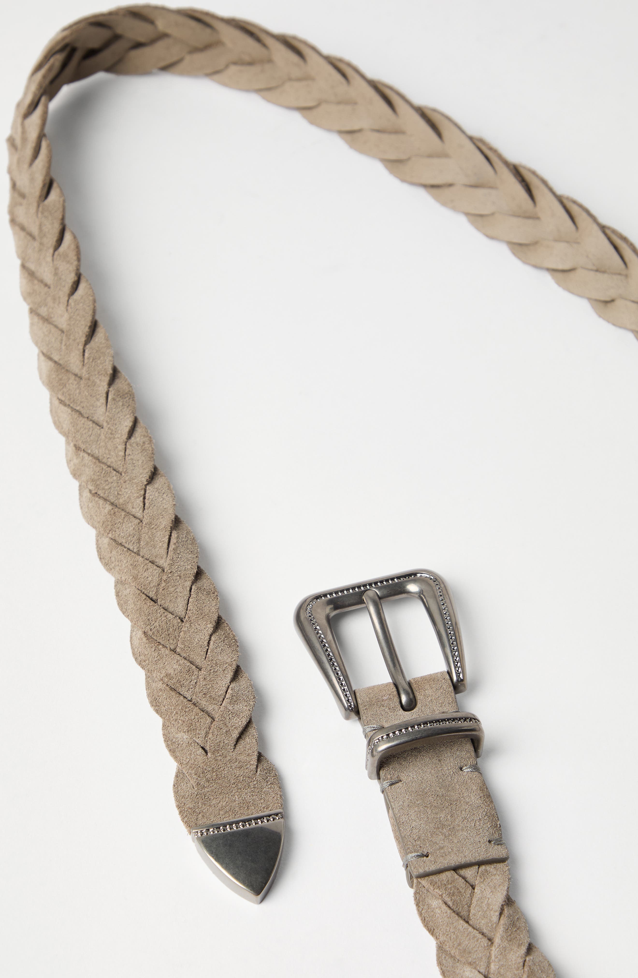 Brunello Cucinelli Braided belt in Light Grey at Nordstrom - 3