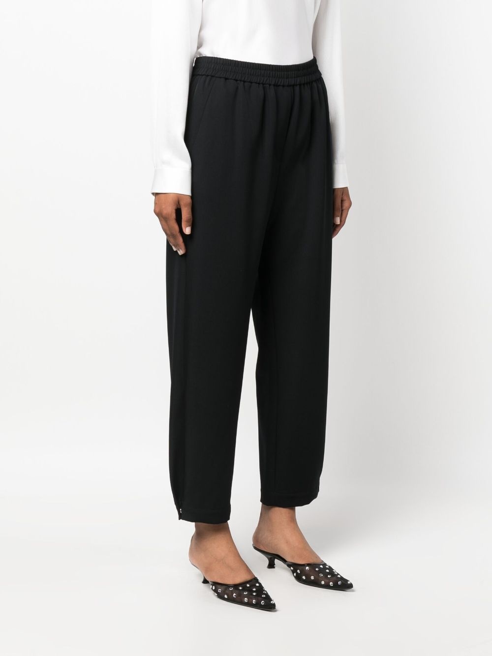 elasticated-waistband virgin wool trousers - 3