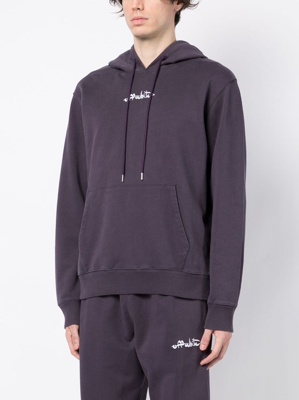 embroidered-logo cotton hoodie - 3