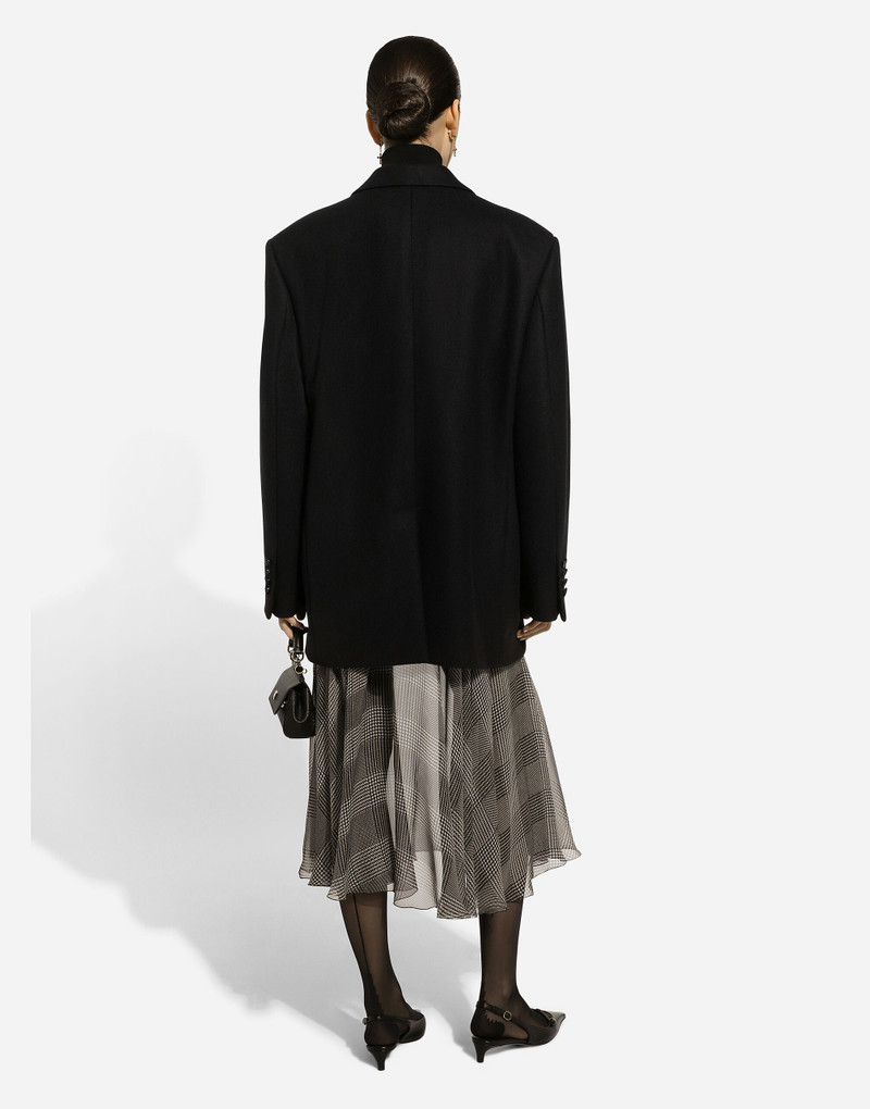 Silk chiffon calf-length circle skirt with glen plaid print 5