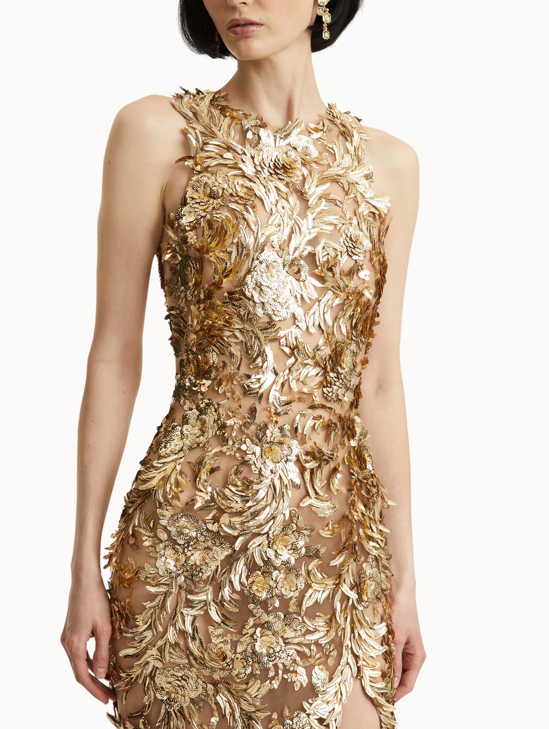 FEATHER EMBROIDERED GOWN - 5