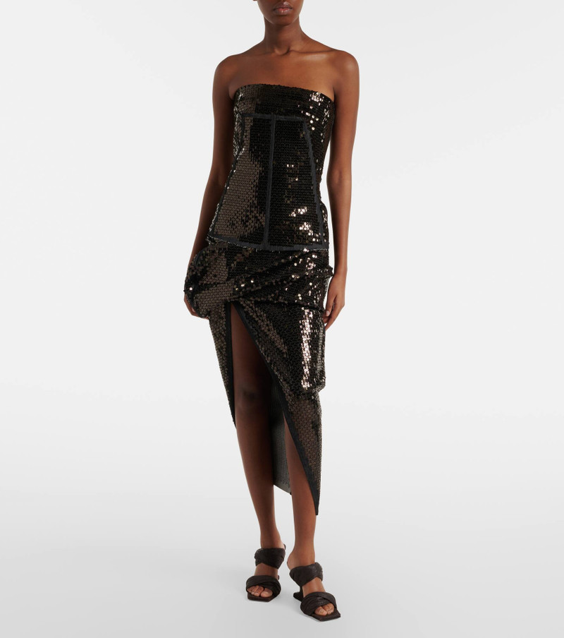 Rick Owens Draped sequined denim midi skirt outlook
