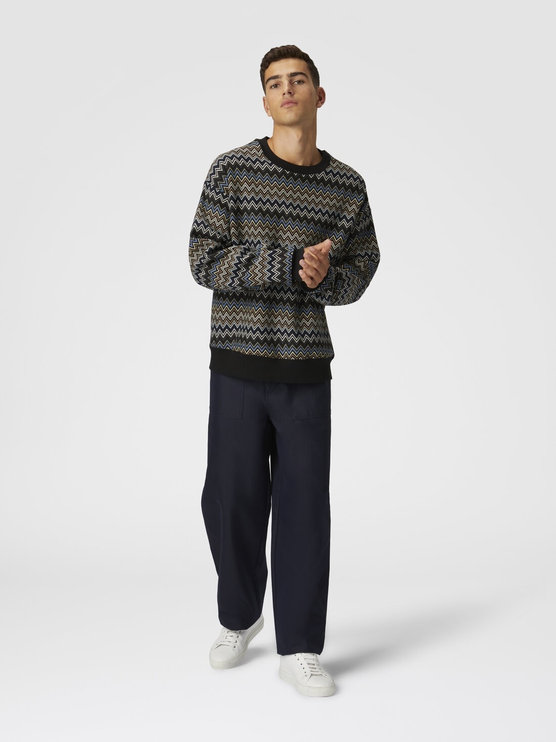 Zig zag cotton crewneck sweatshirt - 2