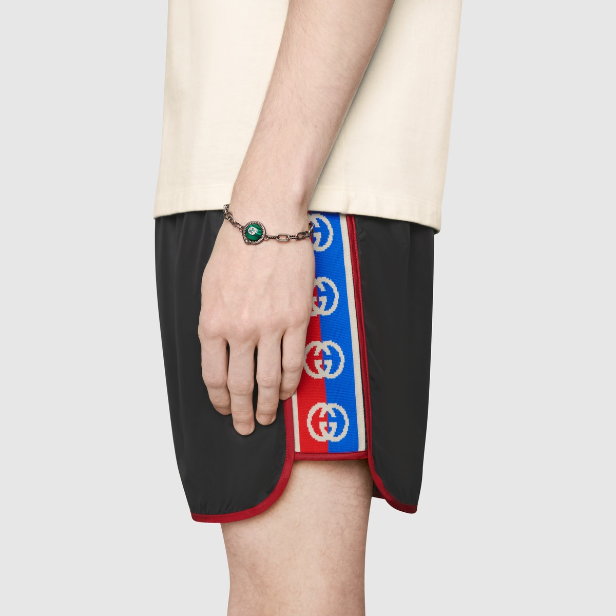 Nylon swim shorts with logo stripe - 5