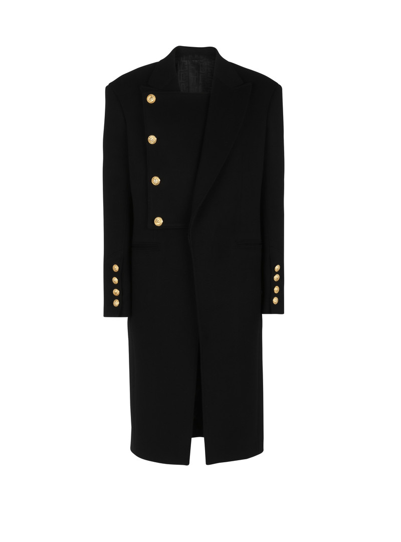 Unisex - Four-button wool coat with detachable inset jacket 1
