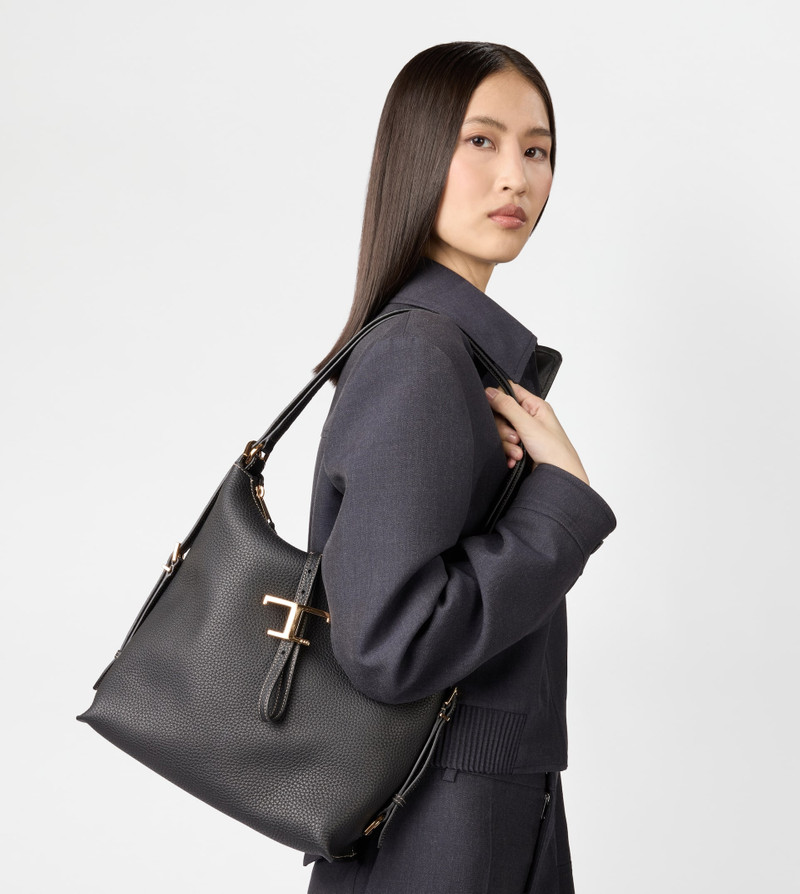 Tod's T TIMELESS SHOULDER BAG IN LEATHER SMALL - BLACK outlook