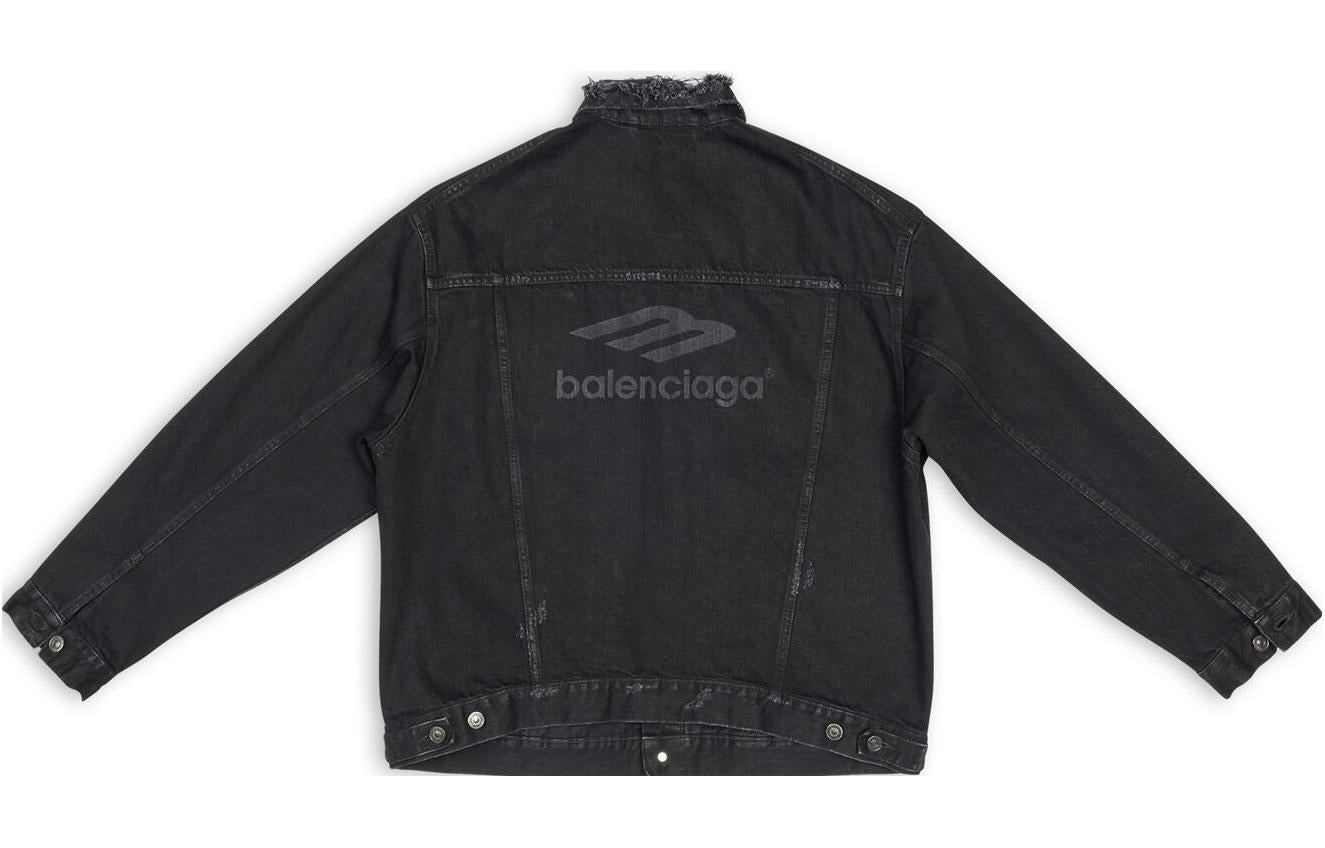 Balenciaga 3B Sports Icon Denim Jacket Large Fit 'Black' 704298TBP471029 - 2