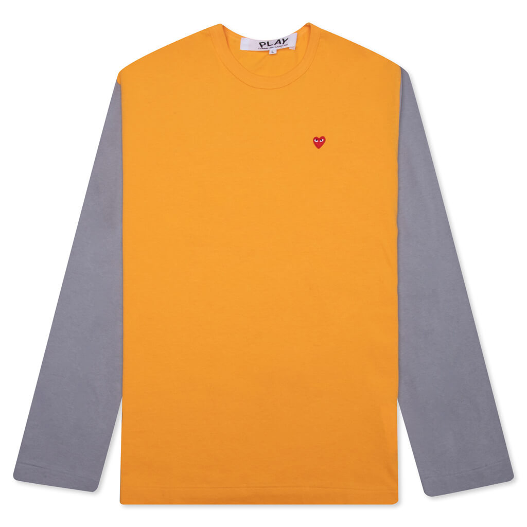 COMME DES GARCONS PLAY BI-COLOR T-SHIRT - YELLOW/GREY - 1