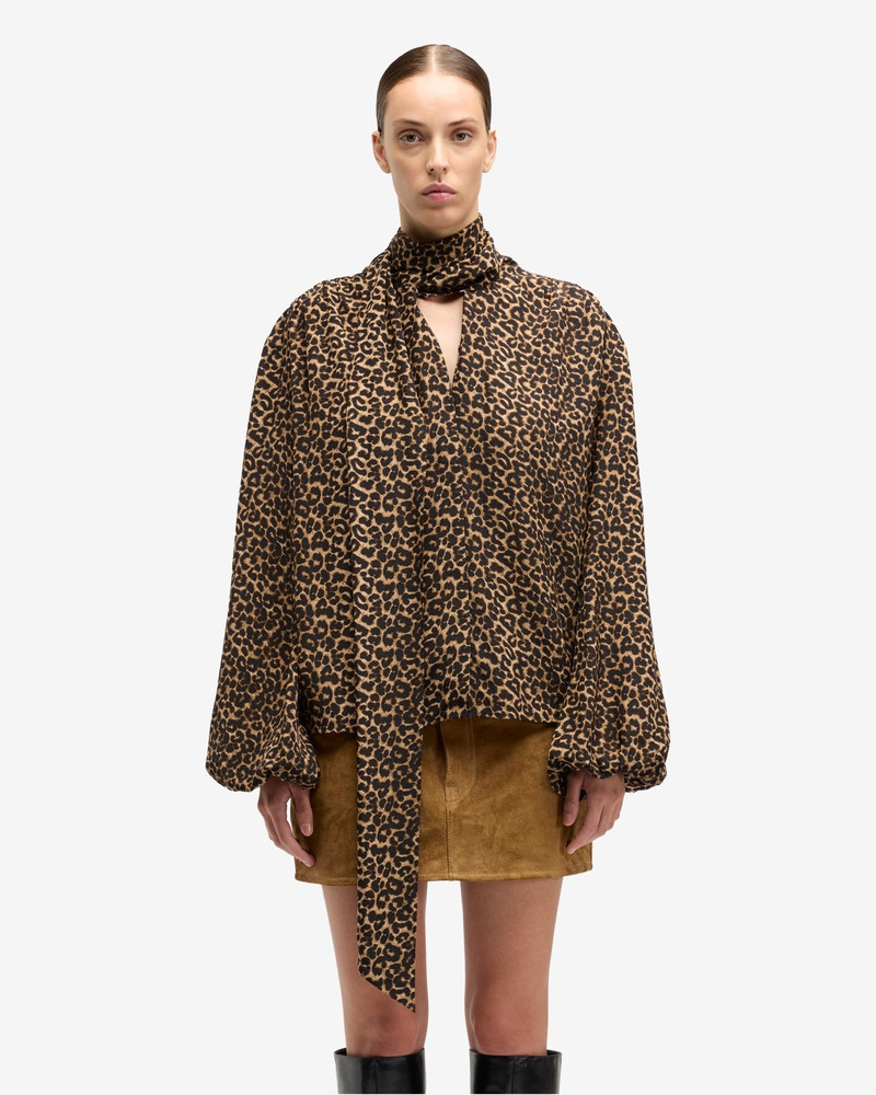 7 For All Mankind Silk Bow Shirt in Leo outlook