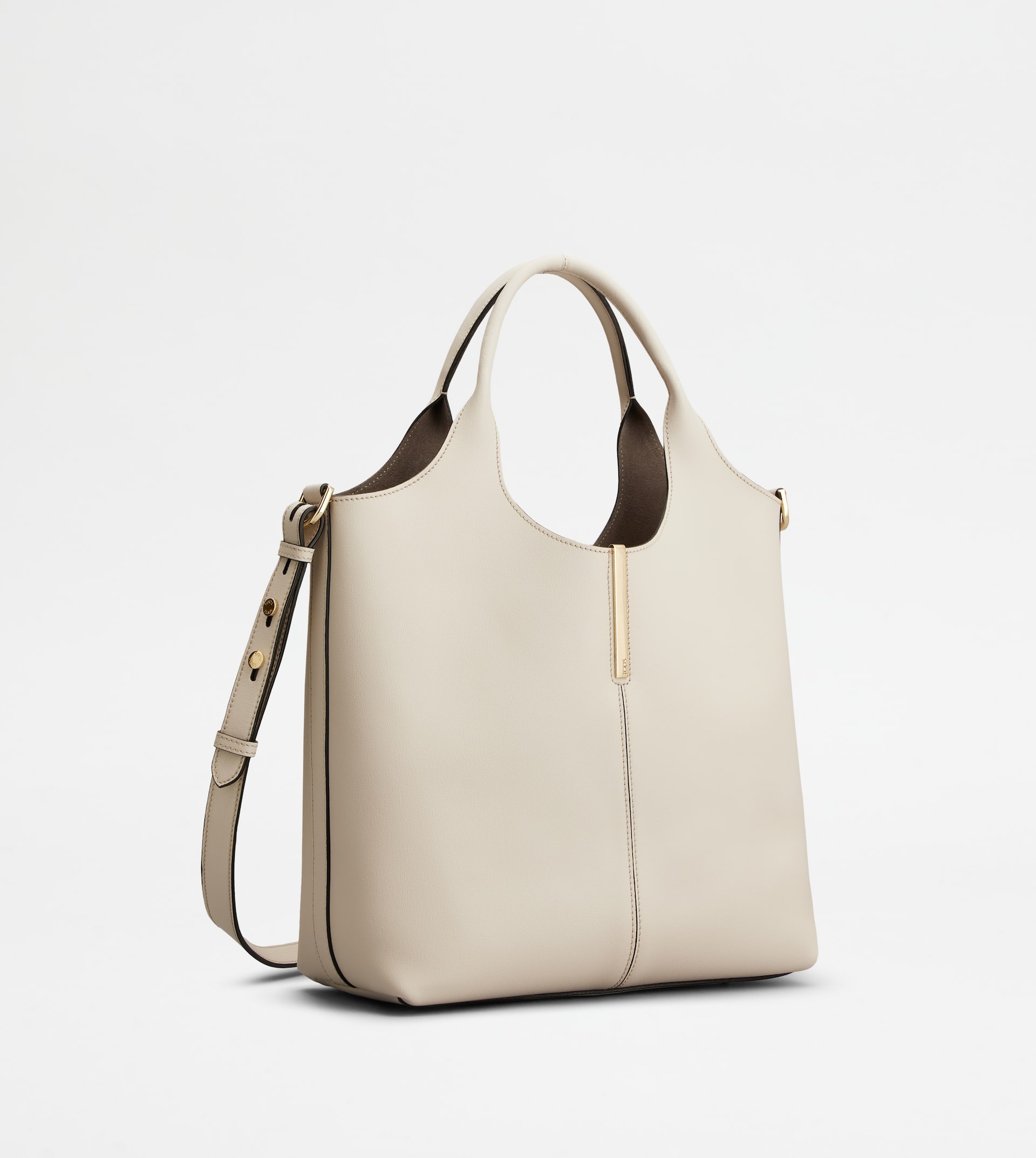 TOTE SHOPPING BAG IN LEATHER SMALL - WHITE - 2