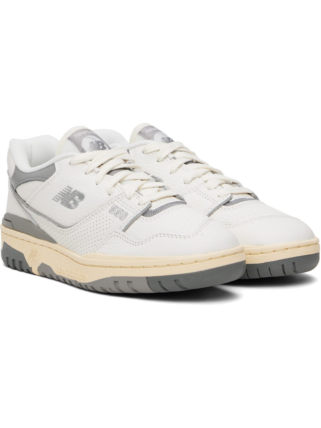 White & Gray 550 Sneakers - 4