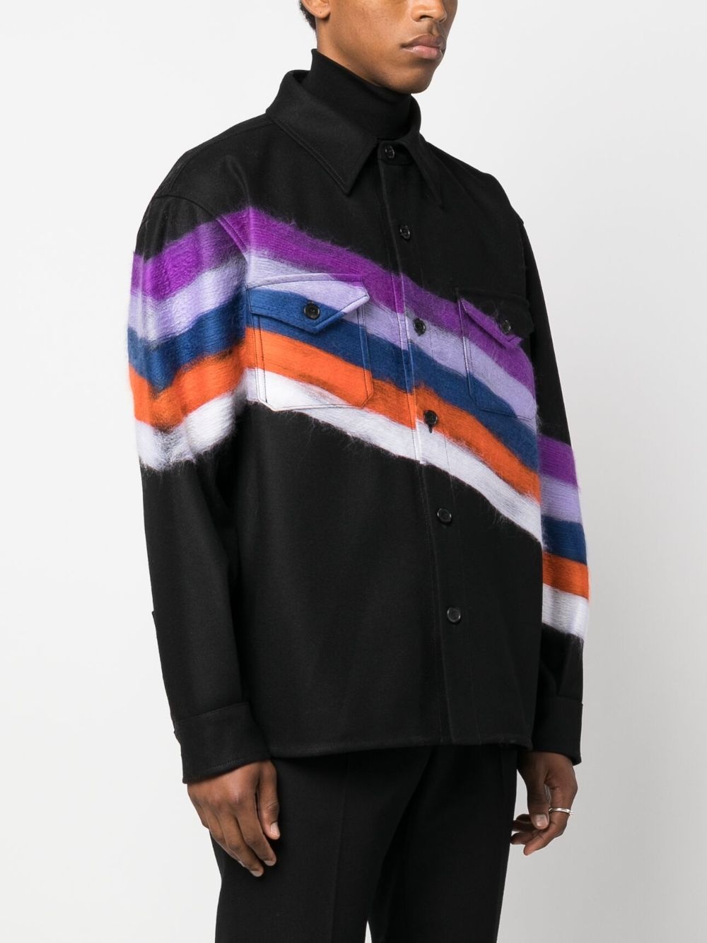 BRUSHED-EFFECT STRIPED SHIRT JACKET - 5