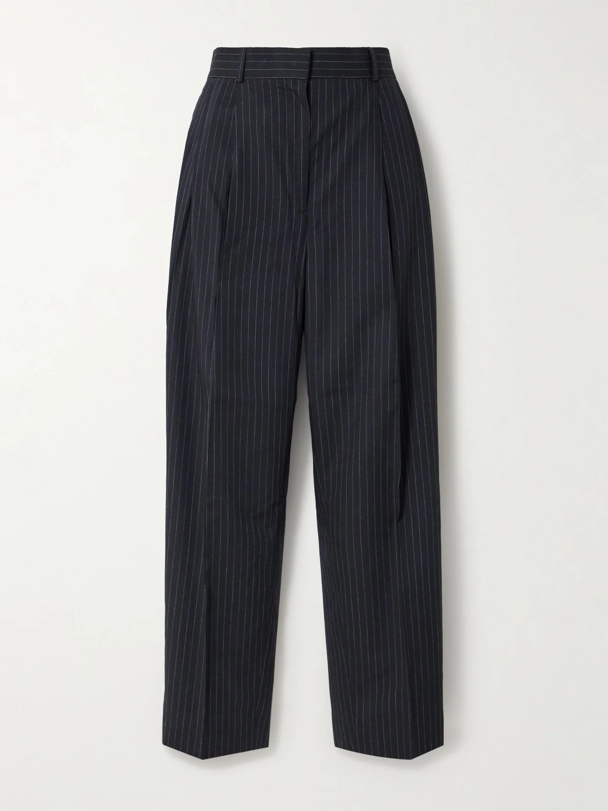 Pleated Pinstriped Wool-blend Tapered Pants - 1