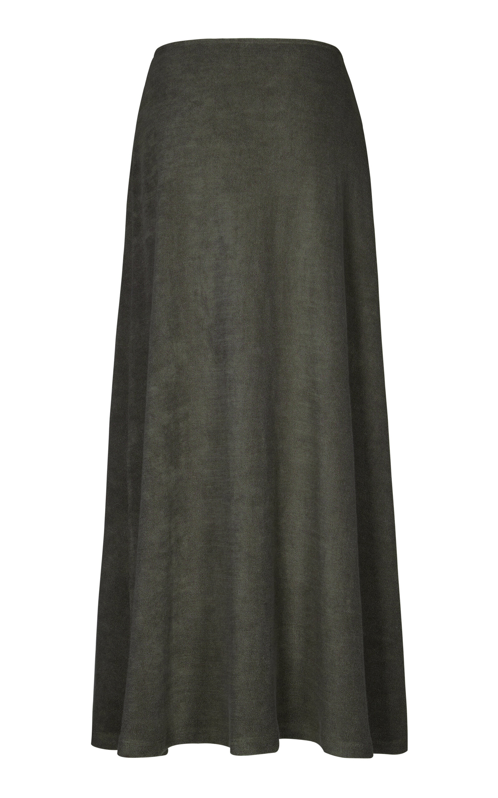 Keel Gathered Ring-Detailed Cotton Terry Midi Skirt green - 4