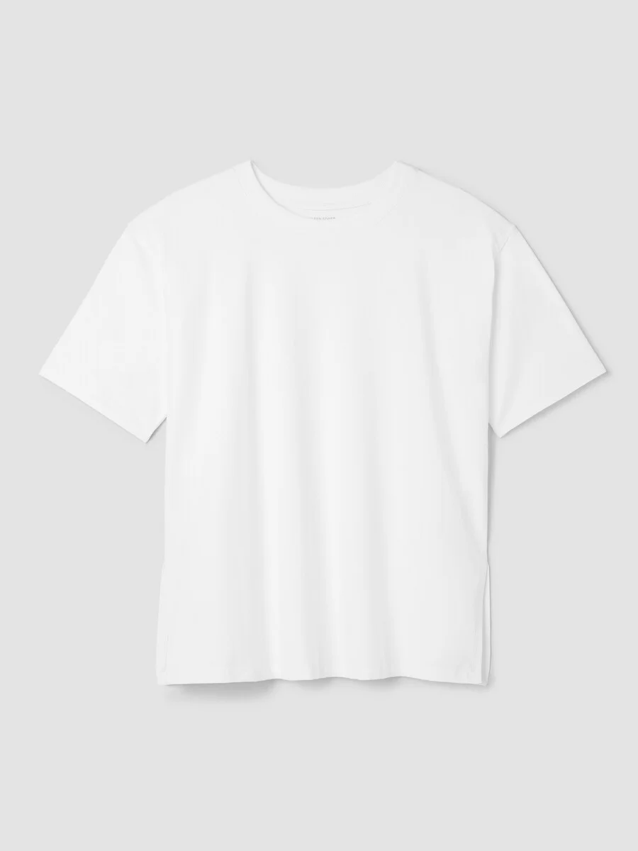 Pima Cotton Stretch Jersey Crew Neck Long Top - 1