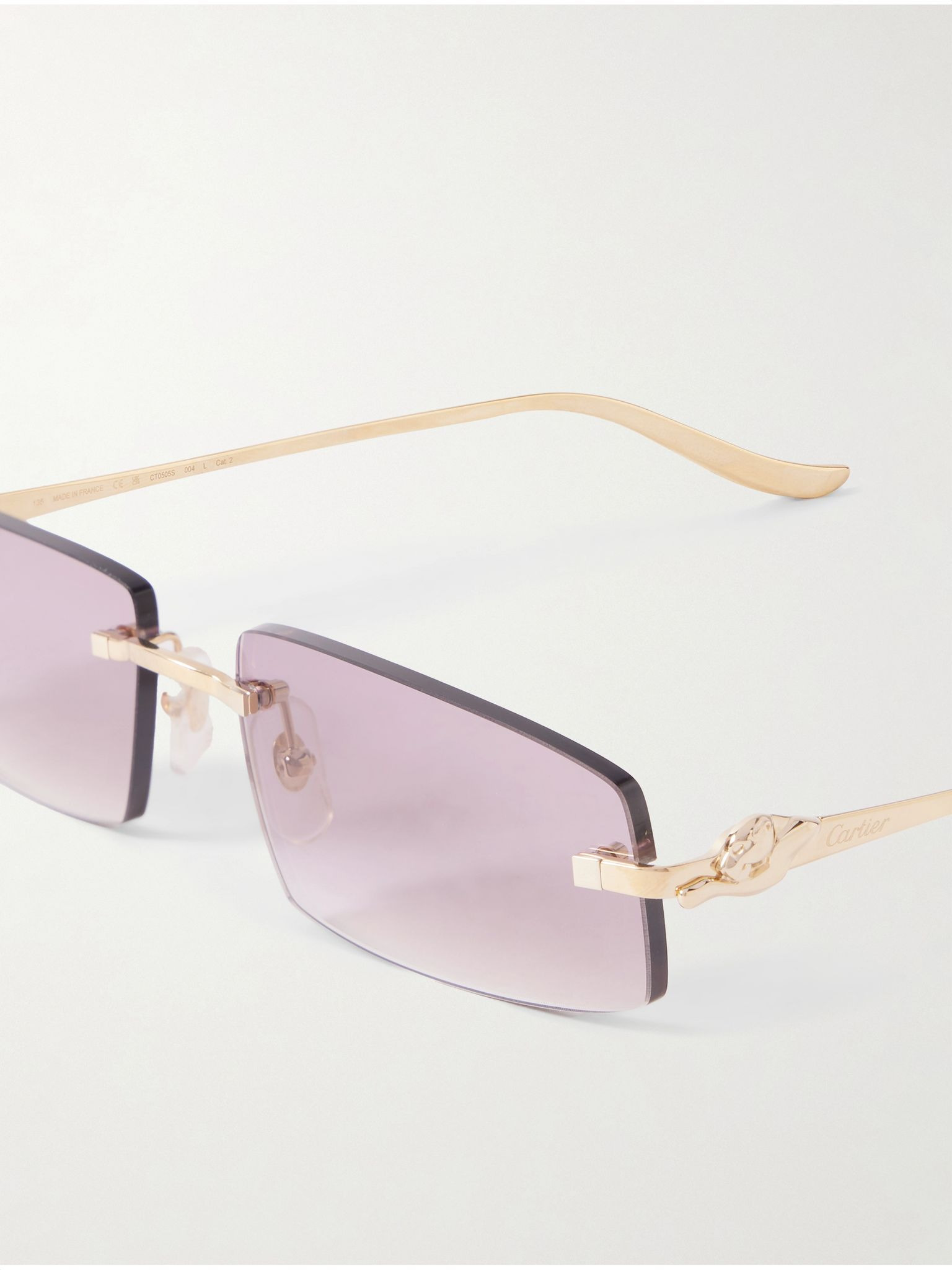 Panthère Rimless Rectangular-Frame Gold-Tone Sunglasses Gold - 3