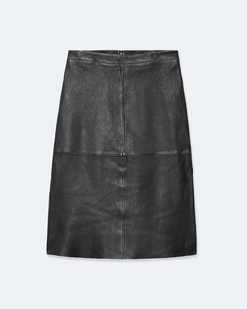 OLIVIA LEATHER MIDI SKIRT - 1