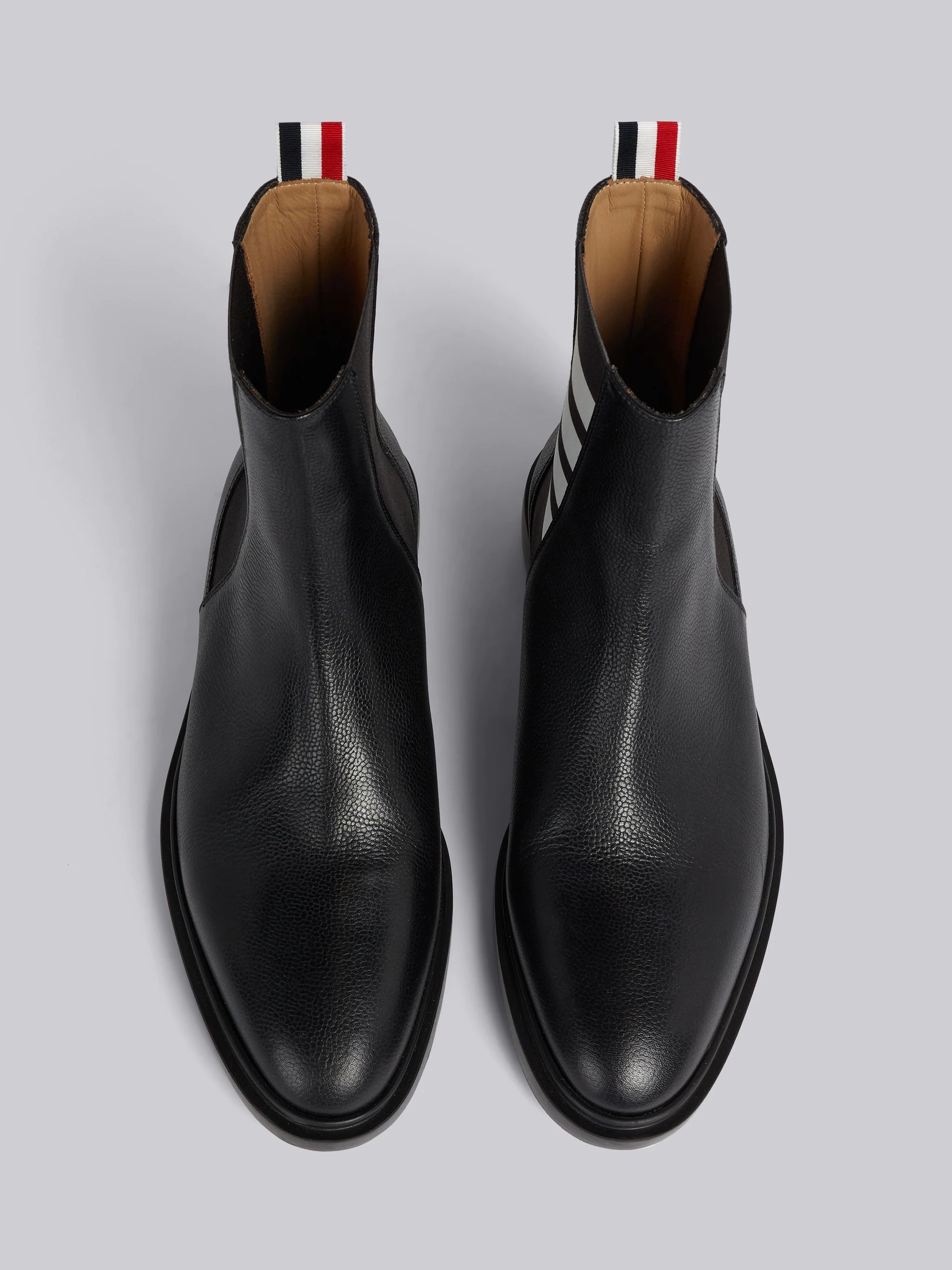 Black Pebble Grain Leather 4-Bar Lightweight Sole Chelsea Boot - 4