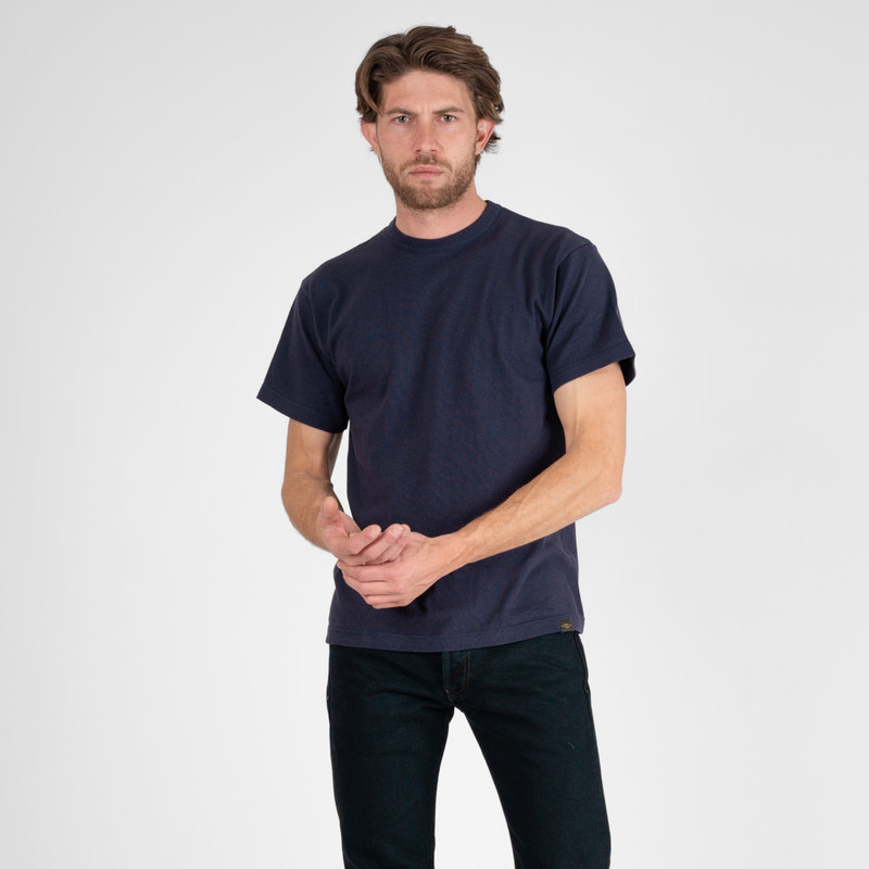 Iron Heart IHT-1610L-NAV 6.5oz Loopwheel Crew Neck T-Shirt with longer body - Navy outlook