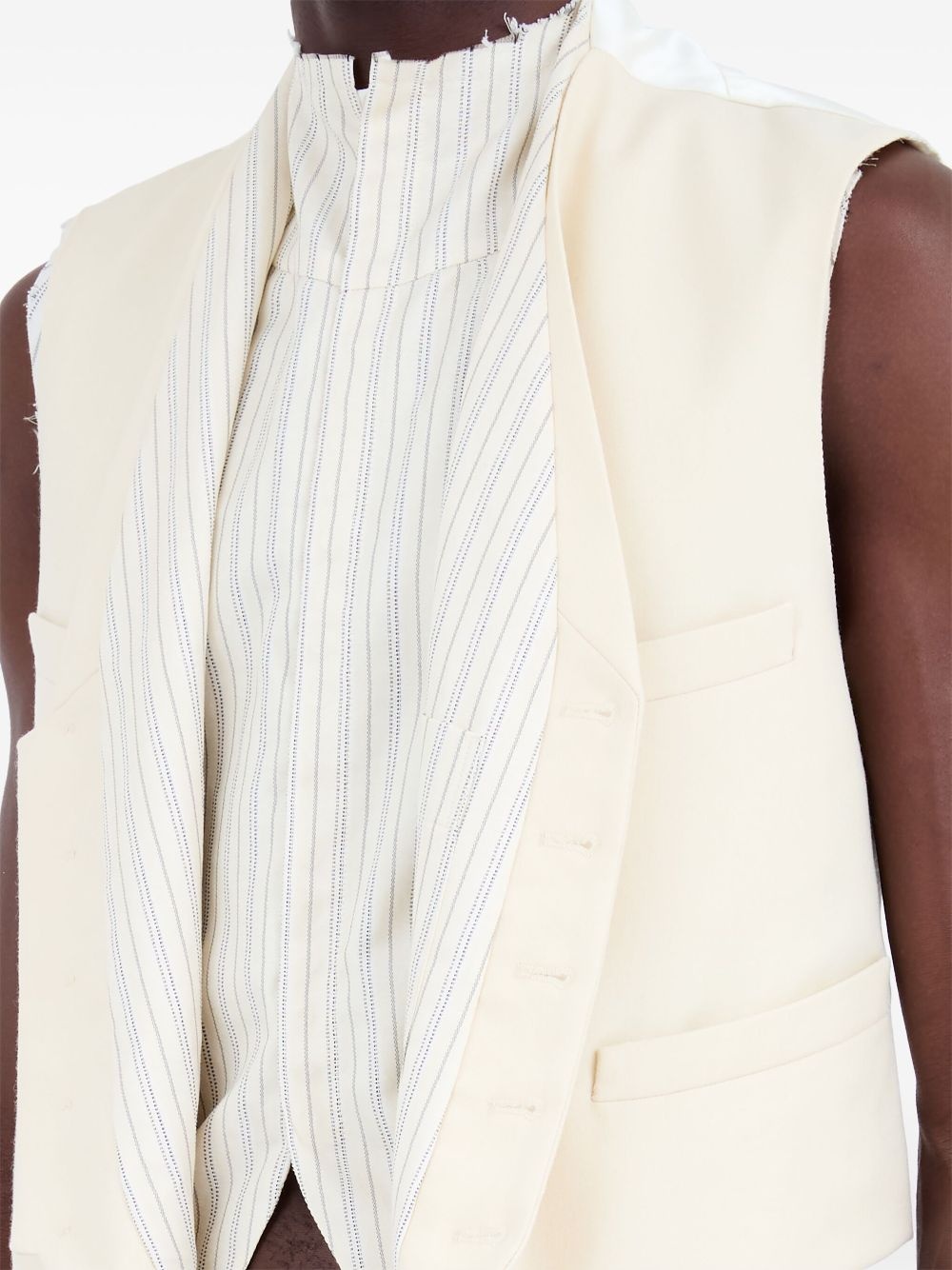 striped-panel waistcoat - 7