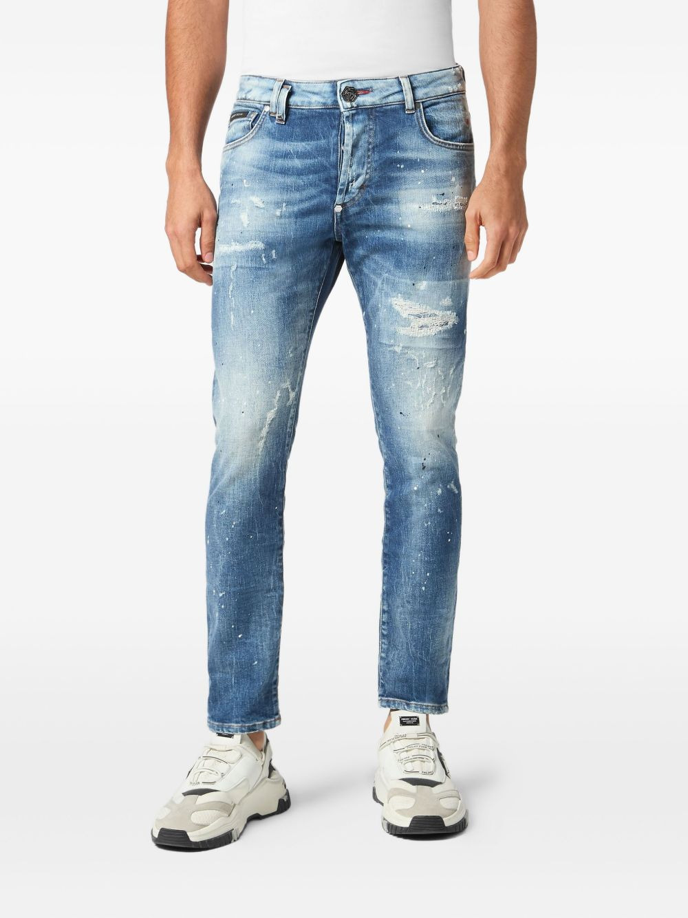 paint-splatter distressed jeans - 2